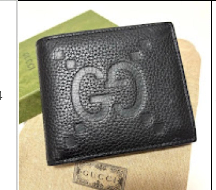 GUCCI Bi-fold Wallet Jumbo GG Leather Black