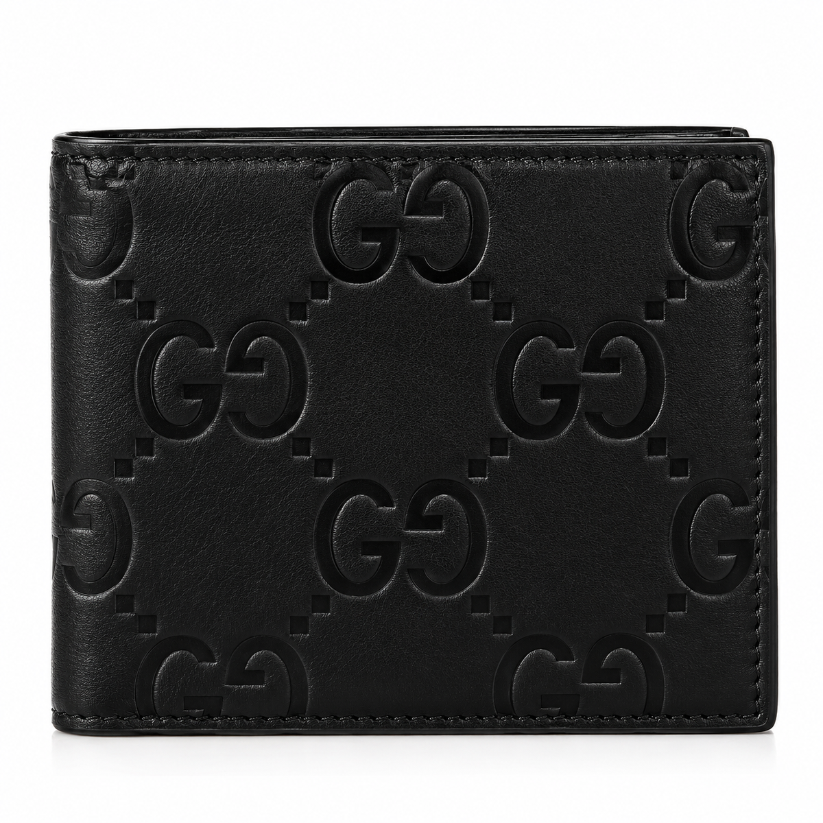 GUCCI Bi-fold Wallet Jumbo GG Leather Black
