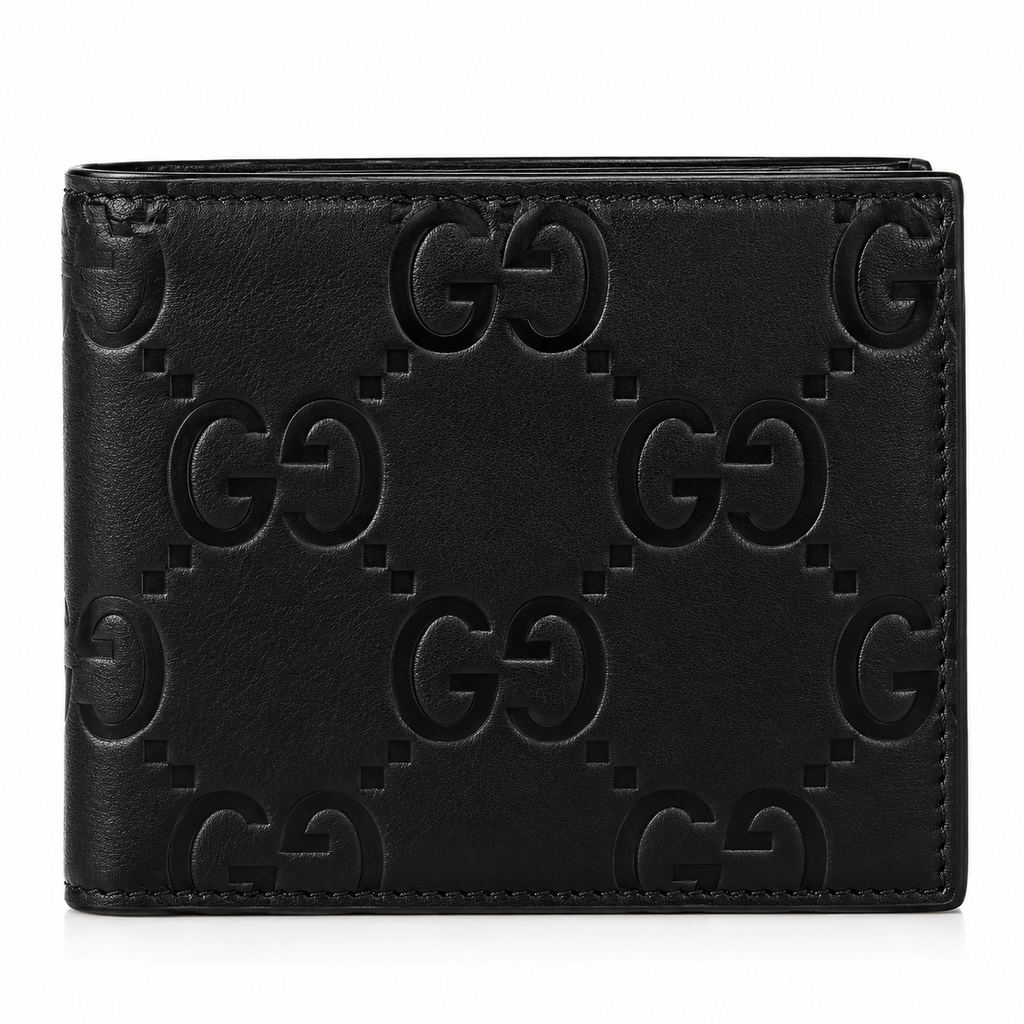 GUCCI Bi-fold Wallet Jumbo GG Leather Black