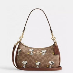 Coach X Peanuts Teri Shoulder Bag In Signature Canvas With Snoopy Print