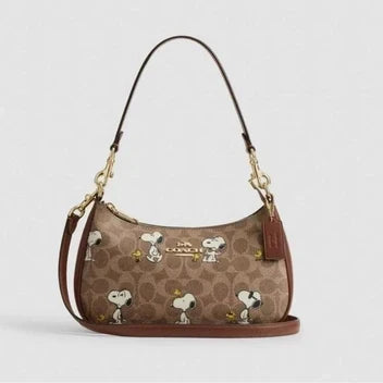 Coach x Peanuts Teri Shoulder Bag in Signature Canvas with Snoopy Print NWT (CBJ88)