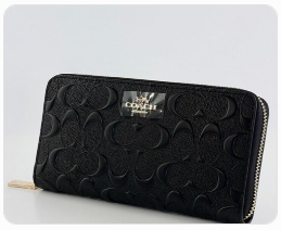 Coach F53834 Long Zip Around Wallet Signature Leather Black Japan New